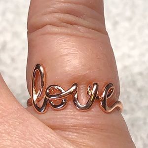 Dainty script love ring in rose gold -stamped 925